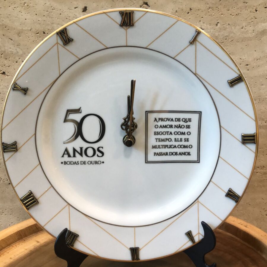RELÓGIO BODAS DE OURO 27 CM