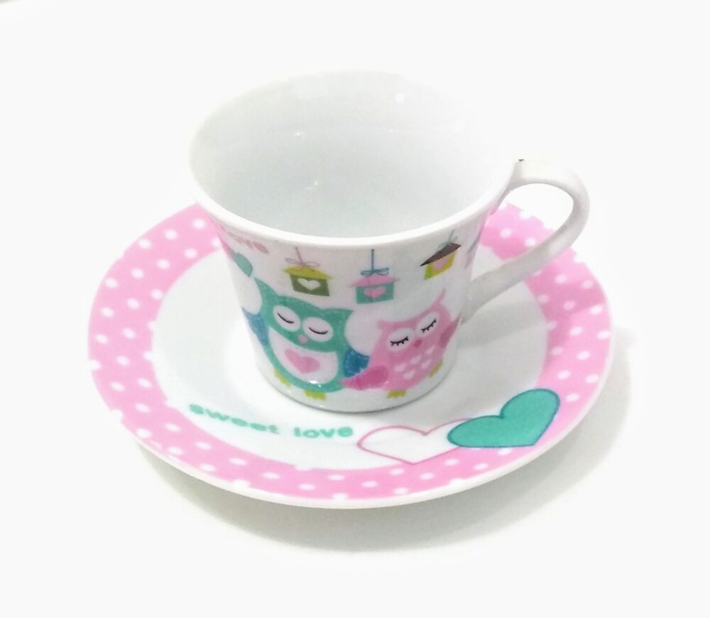 CONJUNTO DE 4 XÍCARAS E PIRES PORCELANA SWEET LOVE