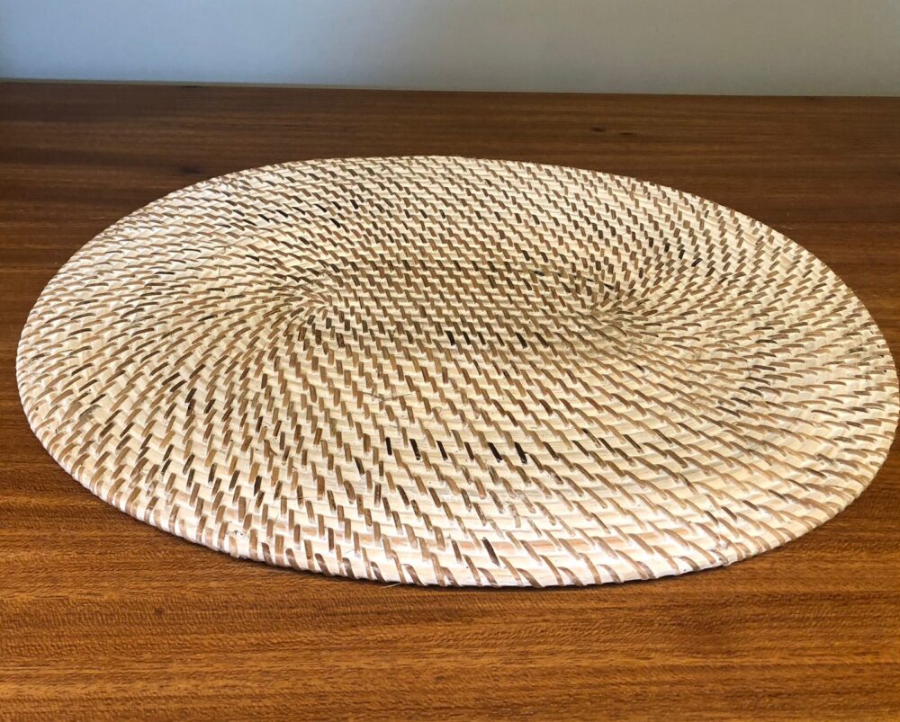 JOGO AMERICANO OVAL EM RATTAN WHITE WASHED 40X30CM