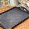 BANDEJA RETANGULAR EM RATTAN BLACK 46 CM