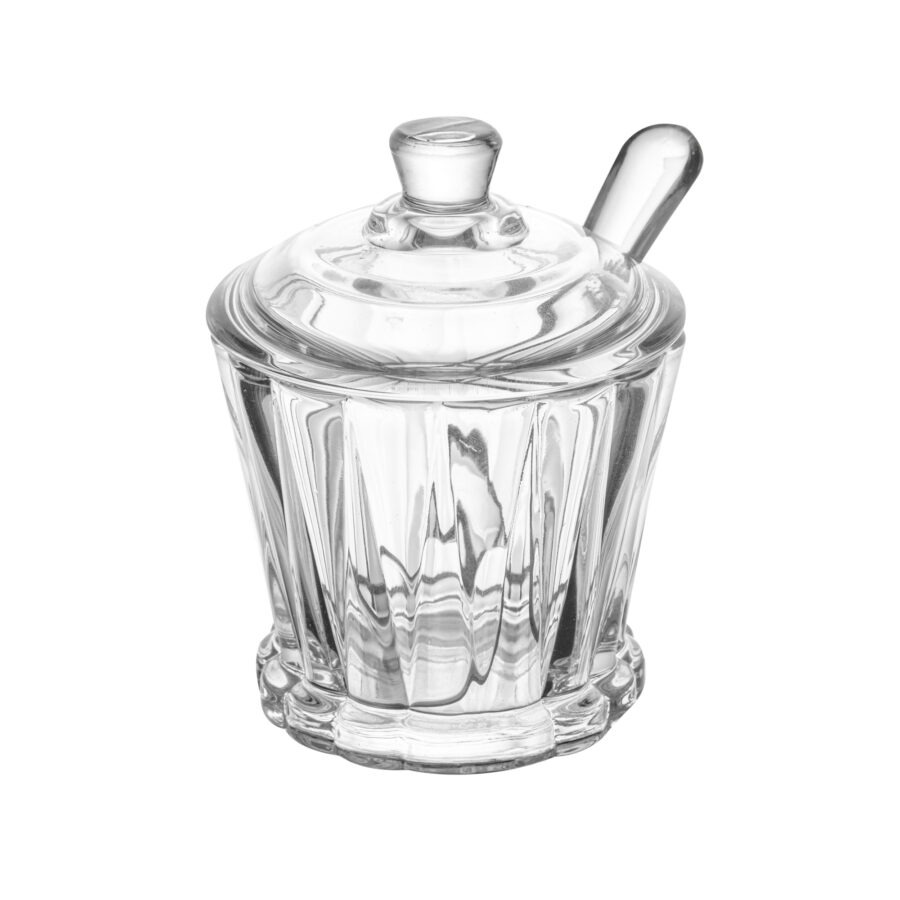 ACUCAREIRO DE CRISTAL DE CHUMBO COM COLHER E TAMPA RADIAL 210ML