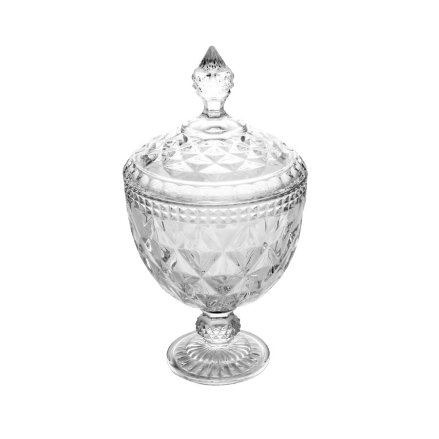 POTICHE DECORATIVO COM PÉ DE CRISTAL DE CHUMBO DIAMOND